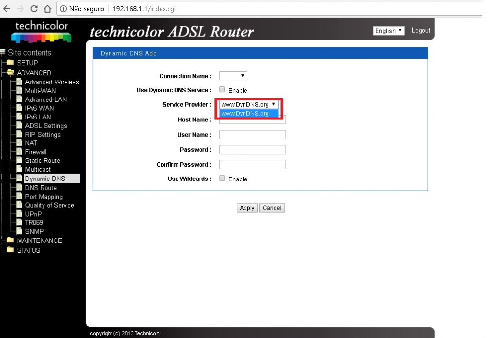 Configurar technicolor td5137 Dynamic DNS "no ip" - Redes e Internet -  Clube do Hardware