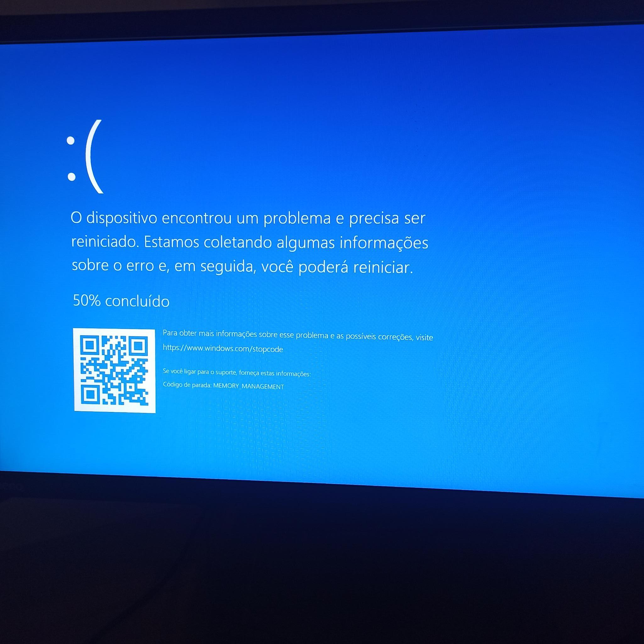 memory management error, tela azul - Telas azuis - Clube do Hardware